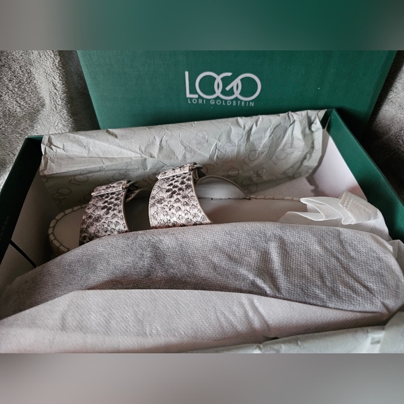 LOGO Lori Goldstein Espadrille Sandal Lindsay Leather Snake Skin Open Toe Sz 8.5 - Picture 2 of 11